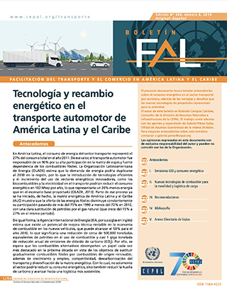 Tecnología y recambio energético en el transporte automotor de America Latina y el Caribe