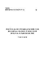 Políticas de estabilización y de reformas estructurales en Bolivia a partir de 1985