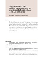 Canon minero y ciclo político presupuestal en las municipalidades distritales del Perú, 2002-2011