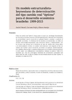 Un modelo estructuralista-keynesiano de determinación del tipo cambio real  “óptimo” para el desarrollo económico brasileño: 1999-2015 | Publicación |  Comisión Económica para América Latina y el Caribe
