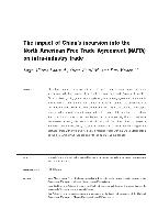 The impact of China’s incursion into the North American Free Trade Agreement (NAFTA) on intra-industry trade