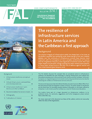 The resilience of infrastructure services in Latin America and the Caribbean: a first approach