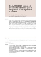 Brasil, 1981-2013: efectos del crecimiento económico y de la desigualdad de los ingresos en la pobreza