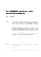 Perú, 2002-2012: crecimiento, cambio estructural y formalización