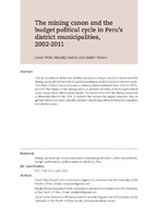 The mining canon and the budget political cycle in Peru’s district municipalities, 2002-2011