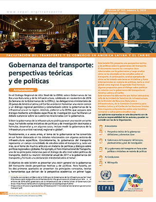 Transport Governance: theoretical and policy perspectives