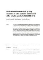 Does the contribution made by early education to later academic achievement differ in Latin America?: PISA 2009-2012