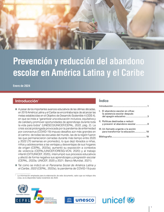 Prevención y reducción del abandono escolar en América Latina y el Caribe