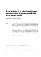 Brasil: dinámica de la industria de bienes de capital en el ciclo de expansivo 2003-2008 y tras la crisis mundial