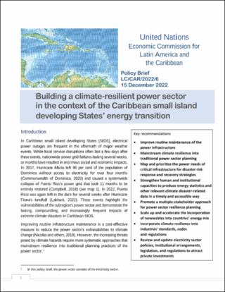 Building a climate resilient power sector in the context of the Caribbean small island developing States’ energy transition. Policy Brief