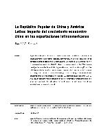 La República Popular de China y América Latina: impacto del crecimiento económico chino en las exportaciones latinoamericanas