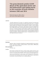 The gross domestic product (GDP) shares of the agriculture sector and the hydrocarbon and mining sector in the countries of South America between 1960 and 2014