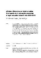 ¿Existen diferencias en América Latina en el aporte de la educación preescolar al logro educativo futuro?: pisa 2009-2012