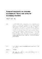 Financial constraints on economic development: Theory and policy for developing countries
