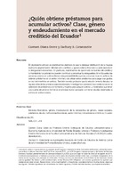 ¿Quién obtiene préstamos para acumular activos? Clase, género y endeudamiento en el mercado crediticio del Ecuador