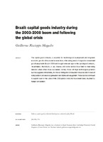 Brazil: capital goods industry during the 2003-2008 boom and following the global crisis