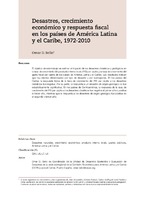 Desastres, crecimiento económico y respuesta fiscal en los países de América Latina y el Caribe, 1972-2010