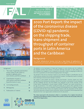 2020 Port Report: the impact of the coronavirus disease (COVID-19) pandemic on the shipping trade, trans-shipment and throughput of container ports in Latin America and the Caribbean