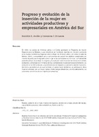 Progreso y evolución de la inserción de la mujer en actividades productivas y empresariales en América del Sur