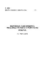 Reformas, crecimiento, progreso técnico y empleo en Bolivia