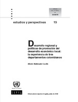 Desarrollo regional y políticas de promoción del desarrollo económico local: la experiencia de tres departamentos colombianos